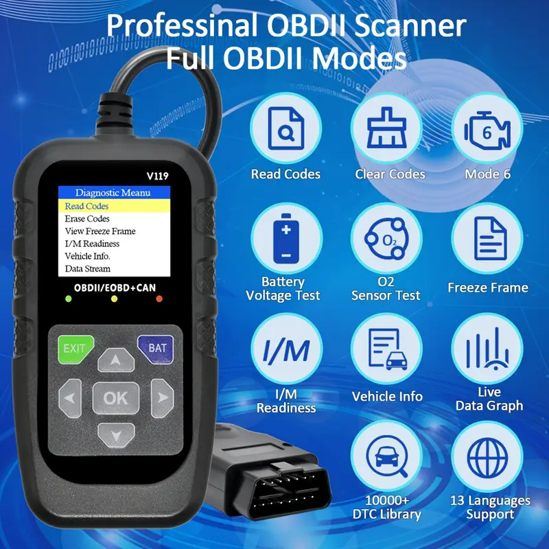V119 OBD2 Scanner Code Reader  - Logic Analyzer Usb ulasan dan harga