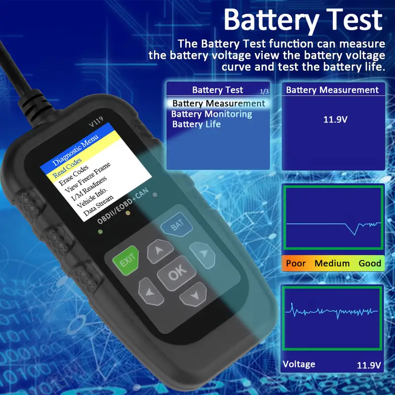 V119 OBD2 Scanner Code Reader  - Logic Analyzer Usb ulasan dan harga